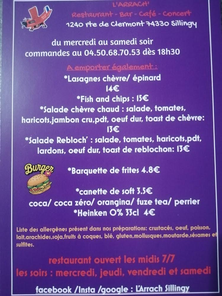 Restaurant L'Arrach' à sillingy - Menu Image 1